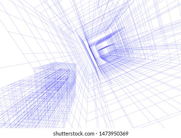 Concept 3d architecture building, vector illustration