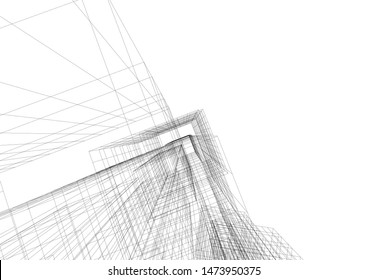 Concept 3d architecture building, vector illustration