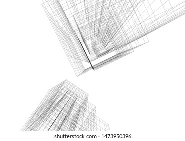 Concept 3d architecture building, vector illustration