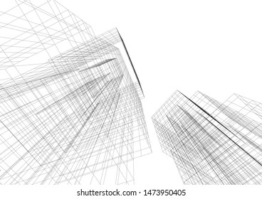 Concept 3d architecture building, vector illustration