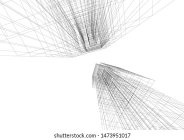 Concept 3d architecture building, vector illustration