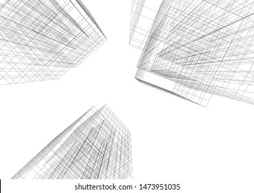 Concept 3d architecture building, vector illustration