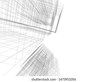 Concept 3d architecture building, vector illustration