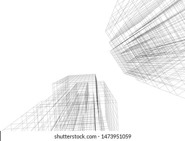 Concept 3d architecture building, vector illustration