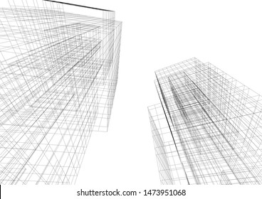Concept 3d architecture building, vector illustration