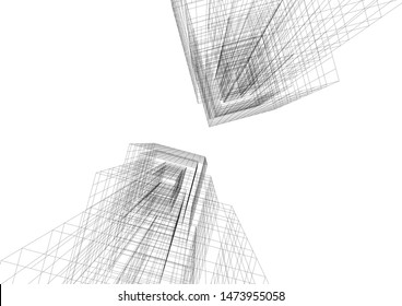 Concept 3d architecture building, vector illustration