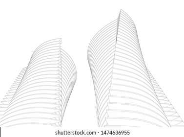 Concept 3d architecture building, vector illustration
