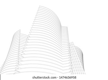 Concept 3d architecture building, vector illustration