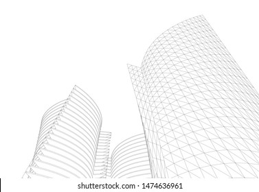 Concept 3d architecture building, vector illustration