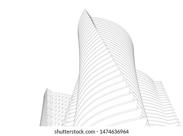 Concept 3d architecture building, vector illustration