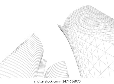 Concept 3d architecture building, vector illustration