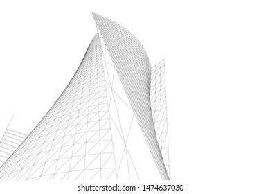 Concept 3d architecture building, vector illustration