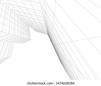 Concept 3d architecture building, vector illustration