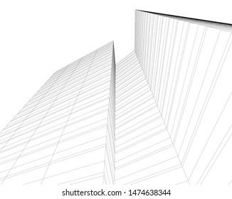 Concept 3d architecture building, vector illustration
