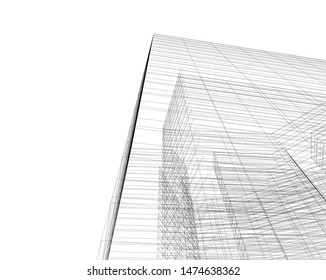 Concept 3d architecture building, vector illustration