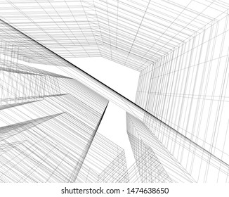 Concept 3d architecture building, vector illustration