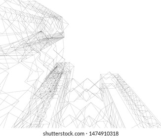 Concept 3d architecture building, vector illustration