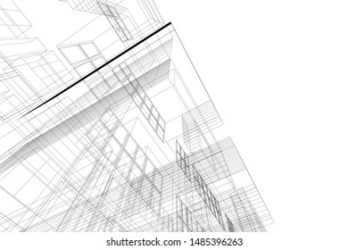 Concept 3d architecture building, vector illustration