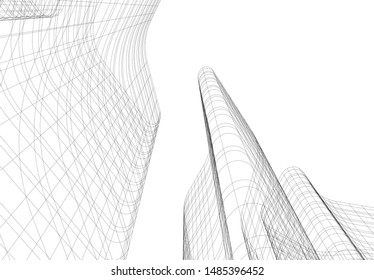 Concept 3d architecture building, vector illustration