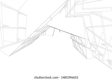 Concept 3d architecture building, vector illustration
