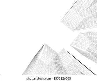 Concept 3d architecture building, vector illustration