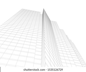 Concept 3d architecture building, vector illustration