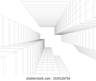Concept 3d architecture building, vector illustration