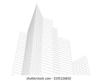 Concept 3d architecture building, vector illustration