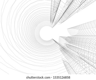 Concept 3d architecture building, vector illustration