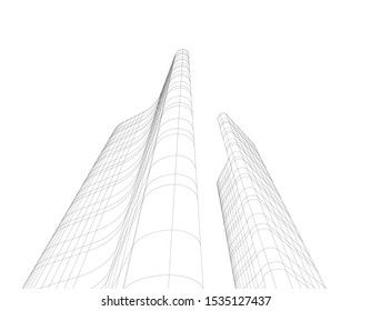 Concept 3d architecture building, vector illustration