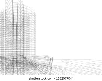Concept 3d architecture building, vector illustration