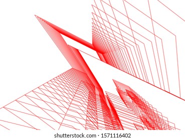 Concept 3d architecture building, vector illustration