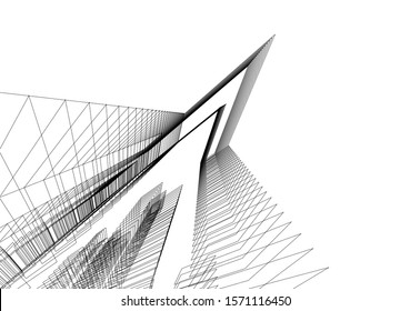 Concept 3d architecture building, vector illustration