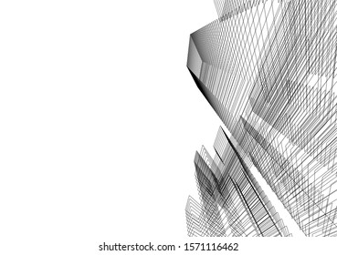 Concept 3d architecture building, vector illustration