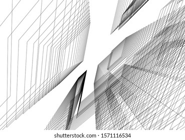 Concept 3d architecture building, vector illustration