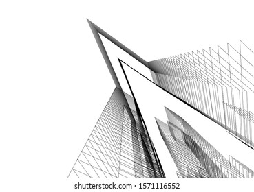 Concept 3d architecture building, vector illustration