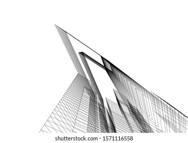 Concept 3d architecture building, vector illustration