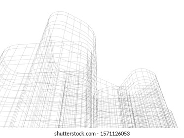 Concept 3d architecture building, vector illustration