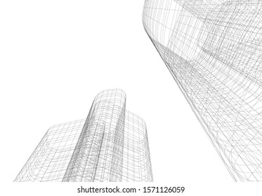 Concept 3d architecture building, vector illustration