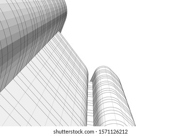 Concept 3d architecture building, vector illustration