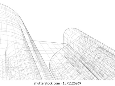 Concept 3d architecture building, vector illustration