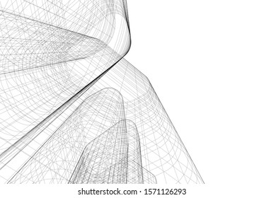 Concept 3d architecture building, vector illustration