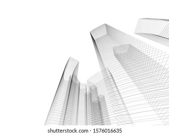 Concept 3d architecture building, vector illustration