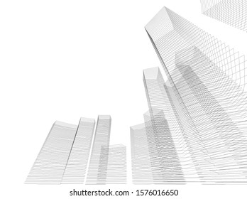 Concept 3d architecture building, vector illustration