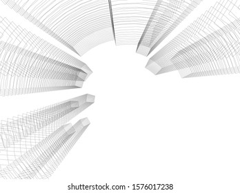 Concept 3d architecture building, vector illustration