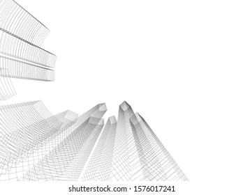 Concept 3d architecture building, vector illustration