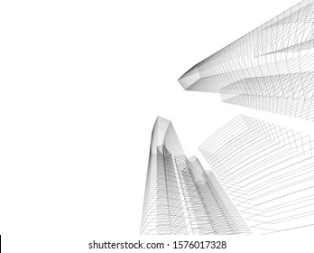 Concept 3d architecture building, vector illustration