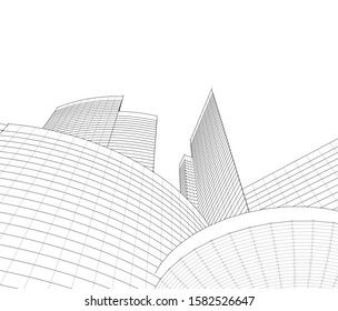 Concept 3d architecture building, vector illustration