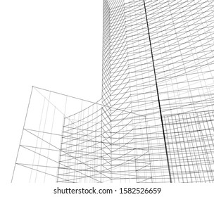 Concept 3d architecture building, vector illustration
