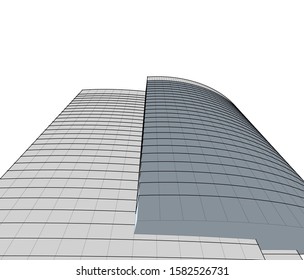 Concept 3d architecture building, vector illustration